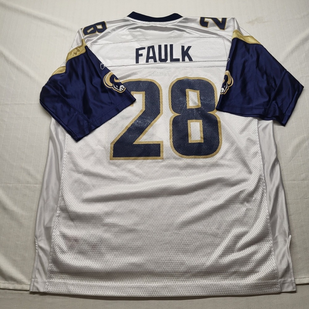 VTG Marshall Faulk Jersey Reebok St Louis Rams Football White NFL On Field Y2K - Picture 11 of 13
